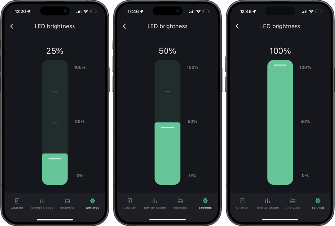 App Settings _ Charger Seetings _ LED Brightness